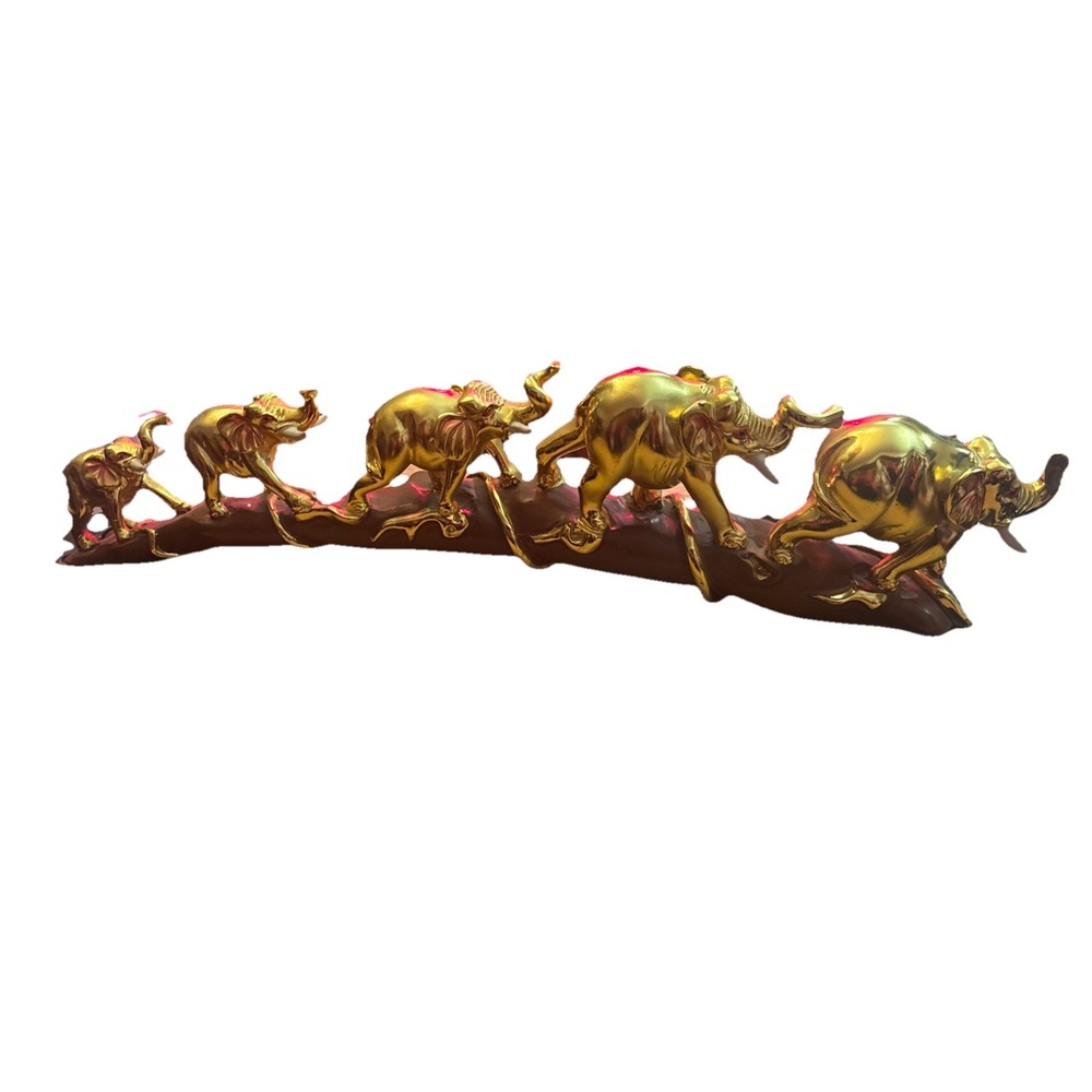 Vintage Gold Tone Elephant Herd Walking‎